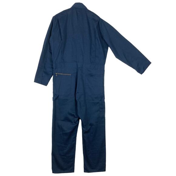 DICKIES Coveralls Mens 42 Tall/L Navy-Blue Long-Sleeve Zip Collared Cotton - Picture 2 of 16